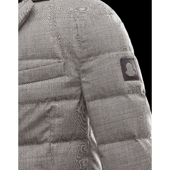 Moncler REPUBLIQUE Fixed Hood Turtleneck Grå Dunjacka Wool Technical Nylon Herr 41311180JM